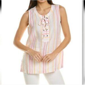 Tommy Bahama Linen pastel striped top Large